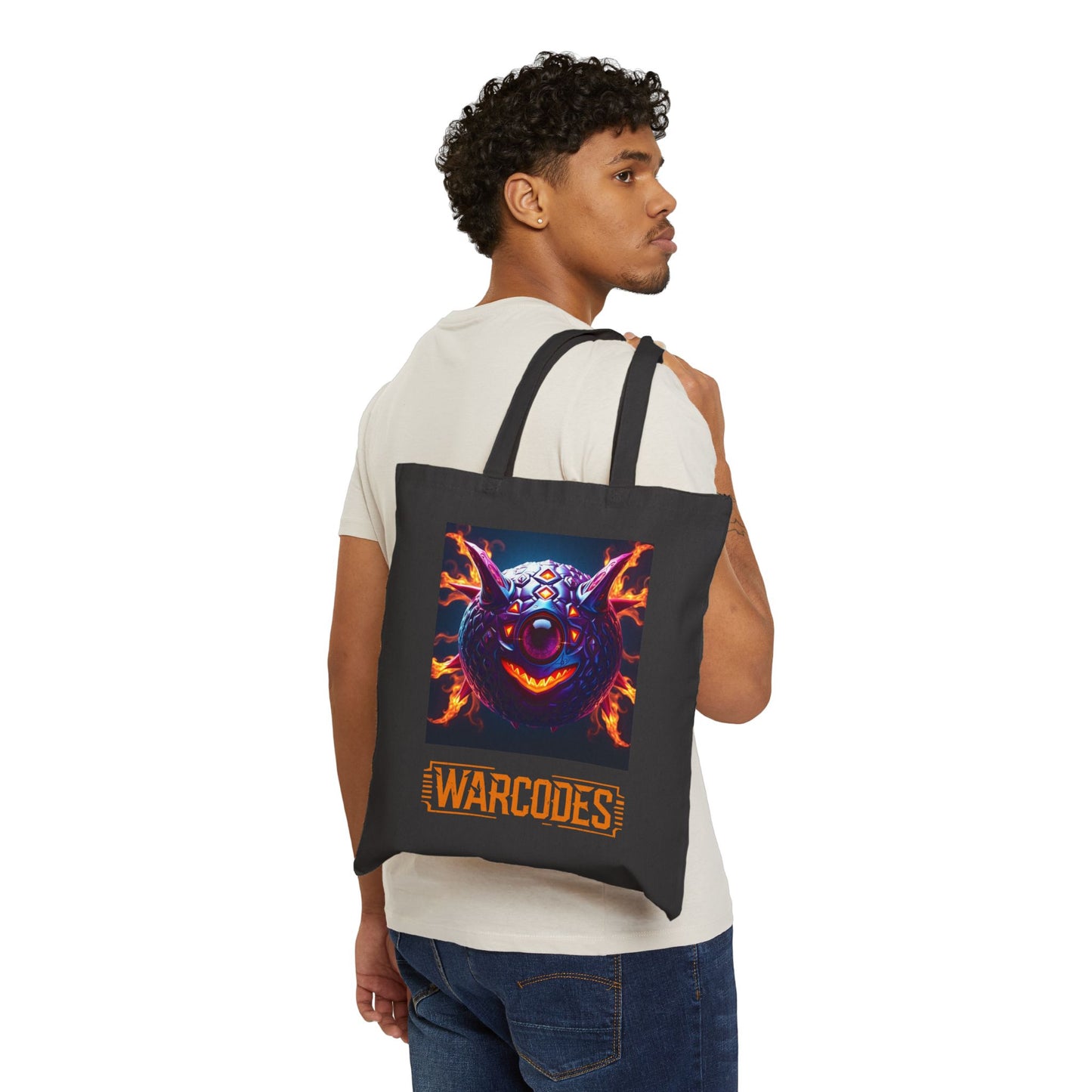 EvalentCrest Warcodes Graphic Cotton Canvas Tote Bag 937b19ce-1d41-42b6-b610-f7e5c87b18a5